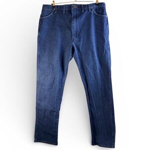 Wrangler Mens Denim Jeans 44x34 Classic Straight Leg Blue Durable Rugged Western